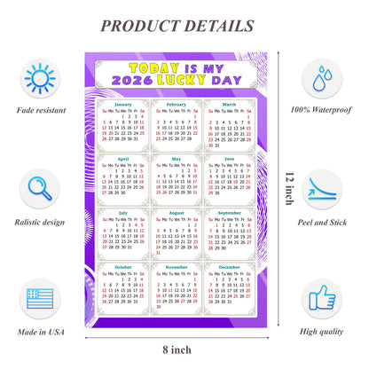 2026 Peel & Stick Calendar - Today is my Lucky Day Removable - 01