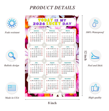 2026 Peel & Stick Calendar - Today is my Lucky Day Removable - 032