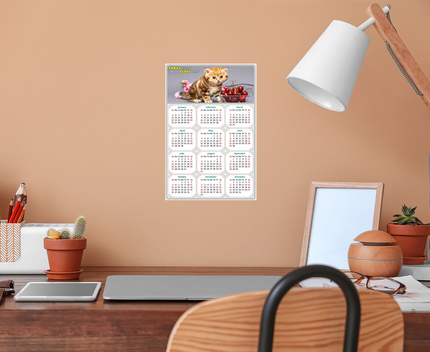2025 Peel & Stick Calendar - Today is my Lucky Day Removable - Cat 016 (9"x 6")