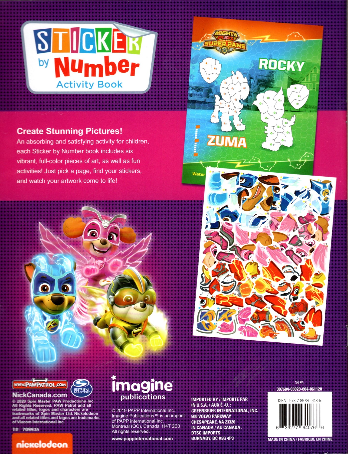 Nickelodeon Paw Patrol - Sticker by Number Activity Book Over 140 Stickers