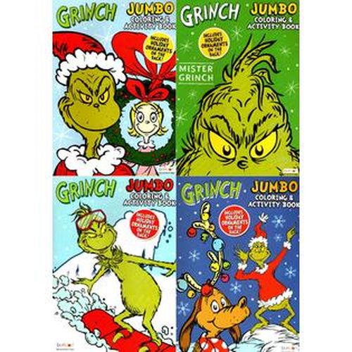 Grinch - Christmas Holiday Jumbo Coloring and Activity Books (Set of 4 Books)