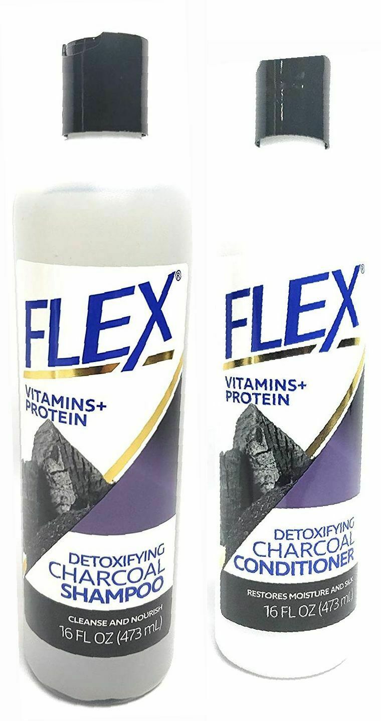 (2 Pack) Flex Detoxifying Charcoal Shampoo & Conditioner Vitamins + Protein