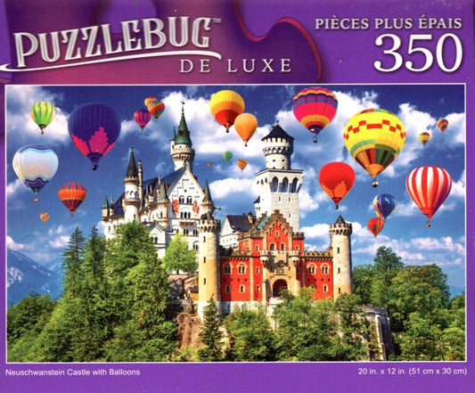 Neuschwanstein Castle with Balloons - 350 Pieces Deluxe Jigsaw Puzzle
