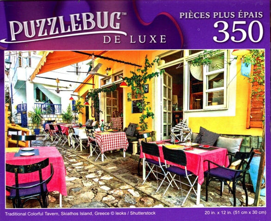 Traditional Colorful Tavern, Skiathos Island, Greece - 350 Jigsaw Puzzle