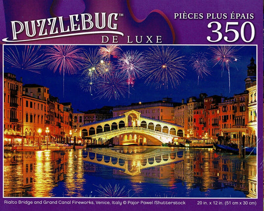 Rialto Bridge and Grand Canal Fireworks, Venice, Italy - 350 Jigsaw Puzzle