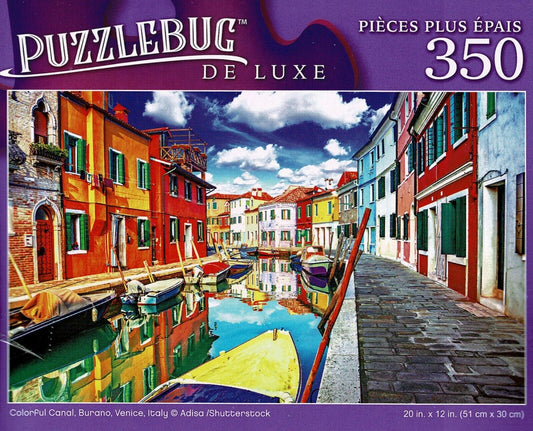 Colorful Canal, Burano, Venice, Italy - 350 Pieces Deluxe Jigsaw Puzzle