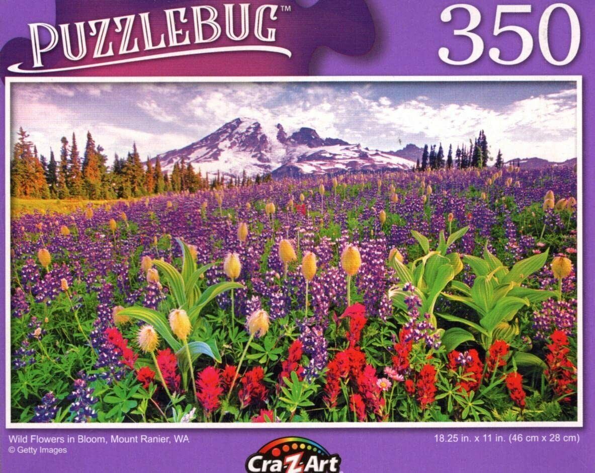 Wild Flowers in Bloom, Mount Ranier, WA - 350 Pieces Jigsaw Puzzle