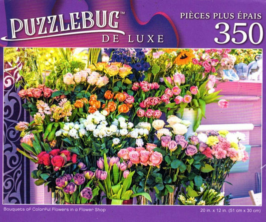 Bouquets of Colorful Flowers in a Flower Shop - 350 Pieces Jigsaw Puzzle