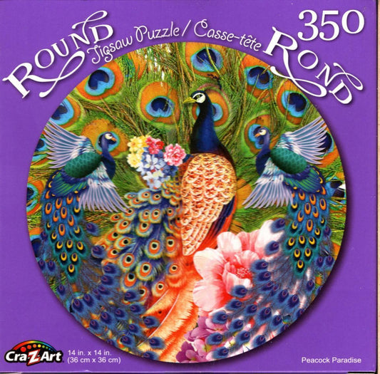 Peacock Paradise - 350 Round Piece Jigsaw Puzzle