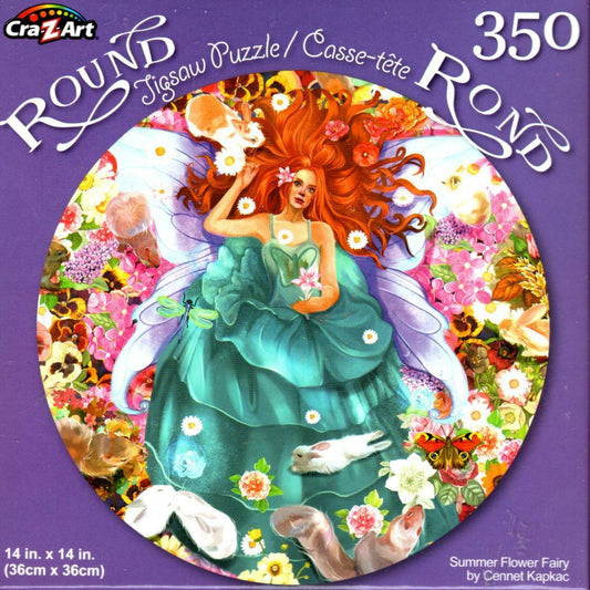 Summer Flower Fairy by Cennet Kapkac - 350 Piece Round Jigsaw Puzzle