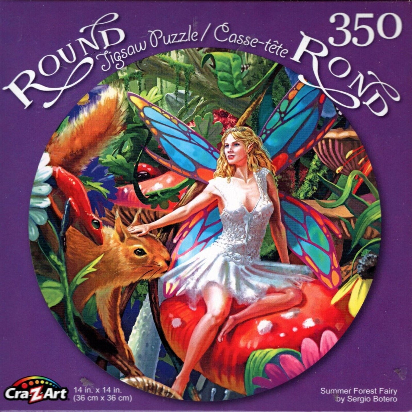 Summer Forest Fairy by Sergio Botero - 350 Piece Round Jigsaw Puzzle