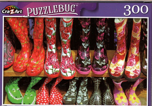 Colorful Children's Boots at Market Stall - 300 Pieces Jigsaw Puzzle