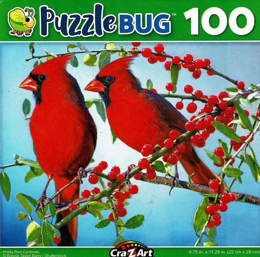 Pretty Red Cardinals - 100 Pieces Jigsaw Puzzle