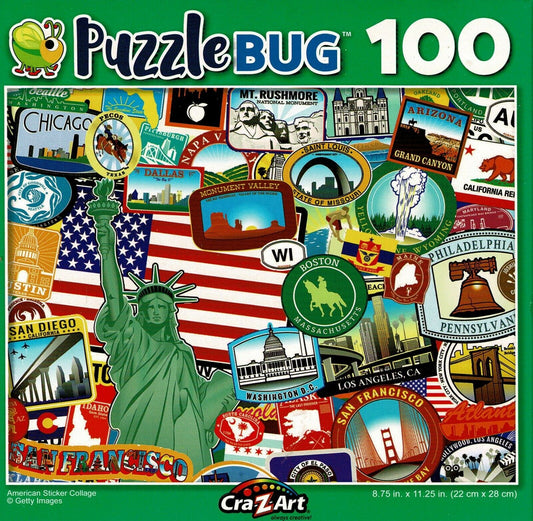 Puzzlebug American Sticker Collage - 100 Pieces Jigsaw Puzzle