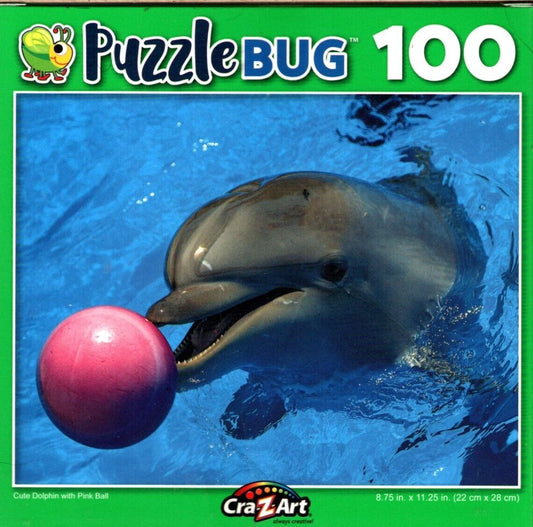 Puzzlebug Cute Dolphin with Pink Ball - 100 Pieces Jigsaw Puzzle