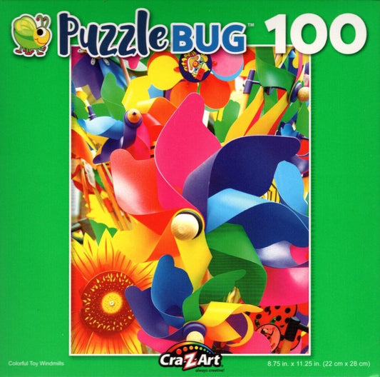 Colorful Toy Windmills - 100 Pieces Jigsaw Puzzle
