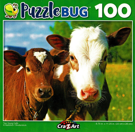 Two Young Calf - 100 Piece Jigsaw Puzzle