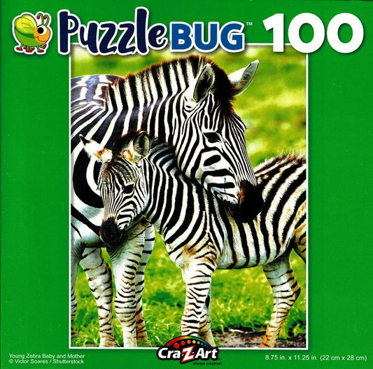 Puzzlebug Young Zebra Baby and Mother - 100 Pieces Jigsaw Puzzle