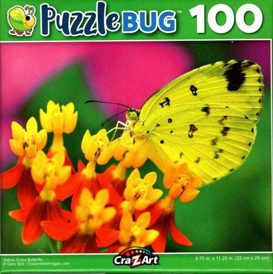Yellow Grass Butterfly 100 Piece Jigsaw Puzzle