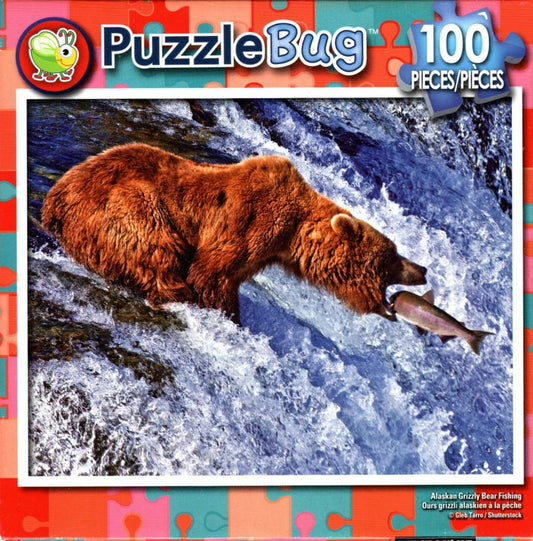 Alaskan Grizzly Bear Fishing - 100 Piece Jigsaw Puzzle