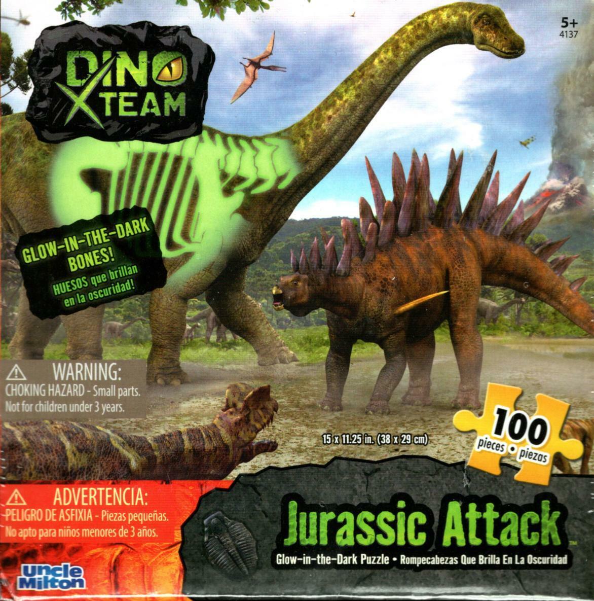 Dino X Team Jurassic Attack - Glow in the Dark Puzzle - 100 Piece Jigsaw Puzzle