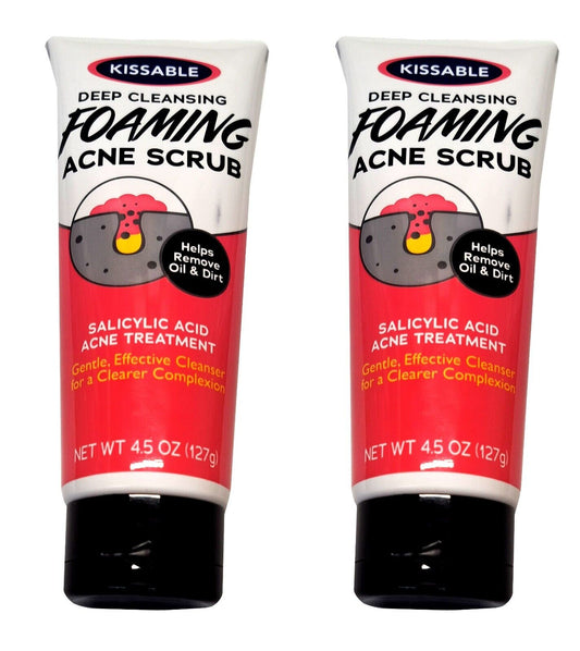 2 X 4.5 oz Kissable Deep Cleansing Foaming ACNE Scrub Helps Remove Oil & Dirt