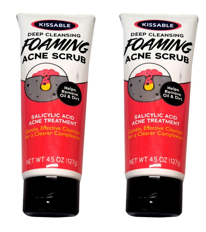 2 X 4.5 oz Kissable Deep Cleansing Foaming ACNE Scrub Helps Remove Oil & Dirt