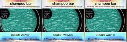 3 - Body & Earth Shampoo Bars Ocean Waves W/Travel Tin Up To 50 Washes Each NIB