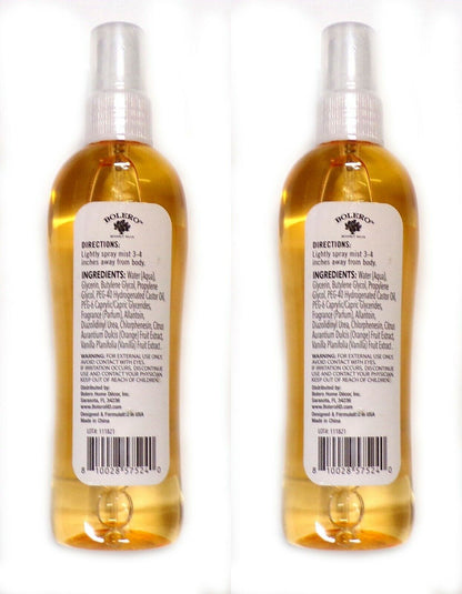 Bolero Body Mist Sweet Orange + Vanilla 4fl oz 118.3 ml (Set of 2)