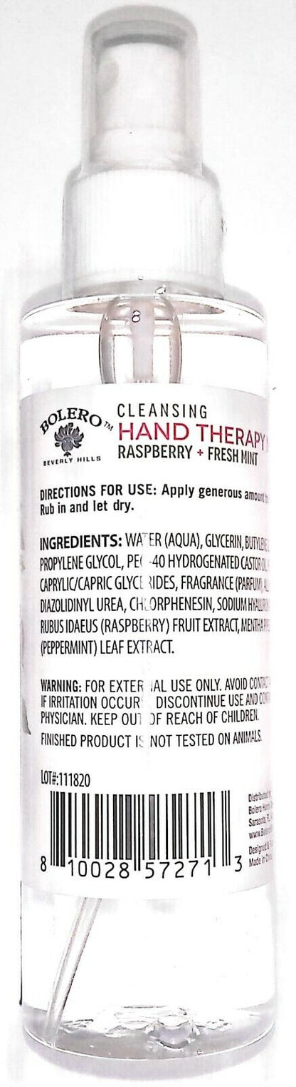 Bolero Cleansing Alcohol - Free Hand Therapy Mist Raspberry + Fresh Mint 5fl