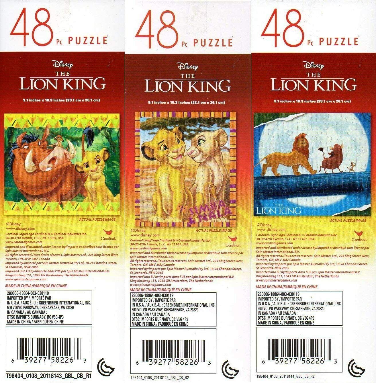 The Lion King - 48 Pieces Jigsaw Puzzle (Set of 3)