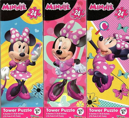 Cardinal Disney Minnie Mouse - 24 Piece Tower Jigsaw Puzzle - (Set of 3 Puzzles)