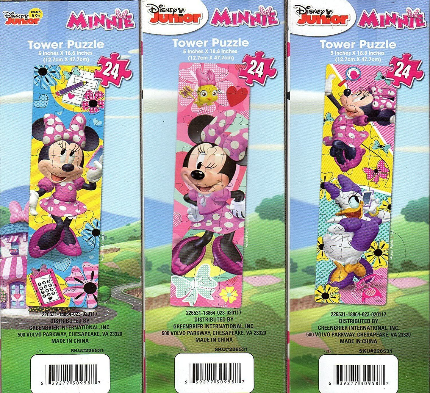 Cardinal Disney Minnie Mouse - 24 Piece Tower Jigsaw Puzzle - (Set of 3 Puzzles)