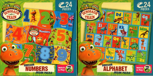 Dinosaur Train - Dinosaur Number and Alphabet - 24 Pieces Jigsaw Puzzle Set of 2
