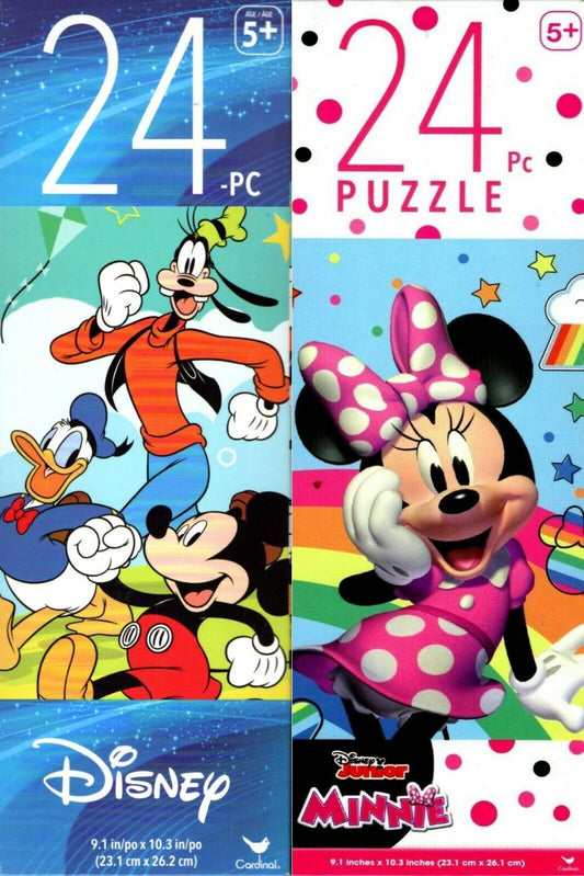 Disney Characters & Minnie- 24 Piece Jigsaw Puzzle (Set of 2)