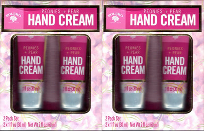 Peonies + Pear Hand Cream 2 Pack Set Moisturize 2 x 1fl oz (30ml) (Set of 2 Pack