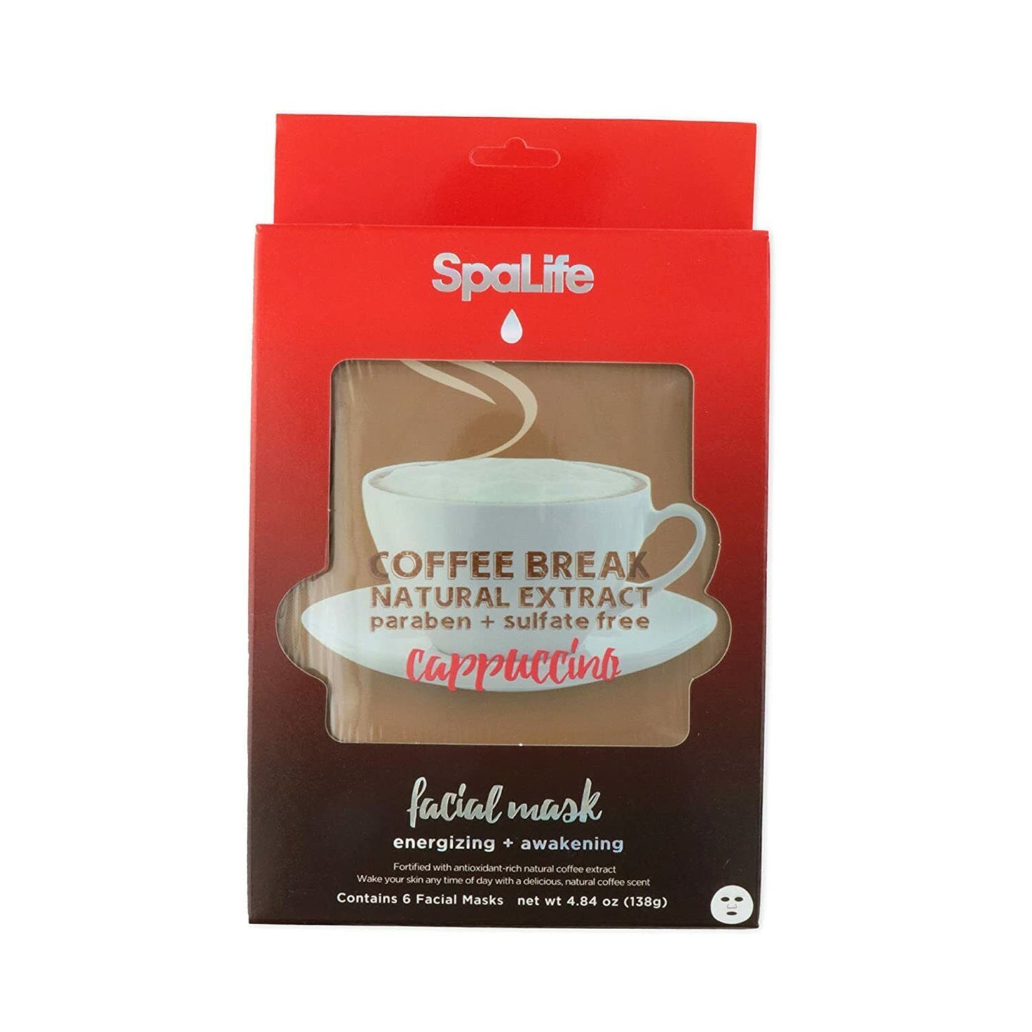 SpaLife 6 Pack Coffee Break Face Masks (Cappuccino)
