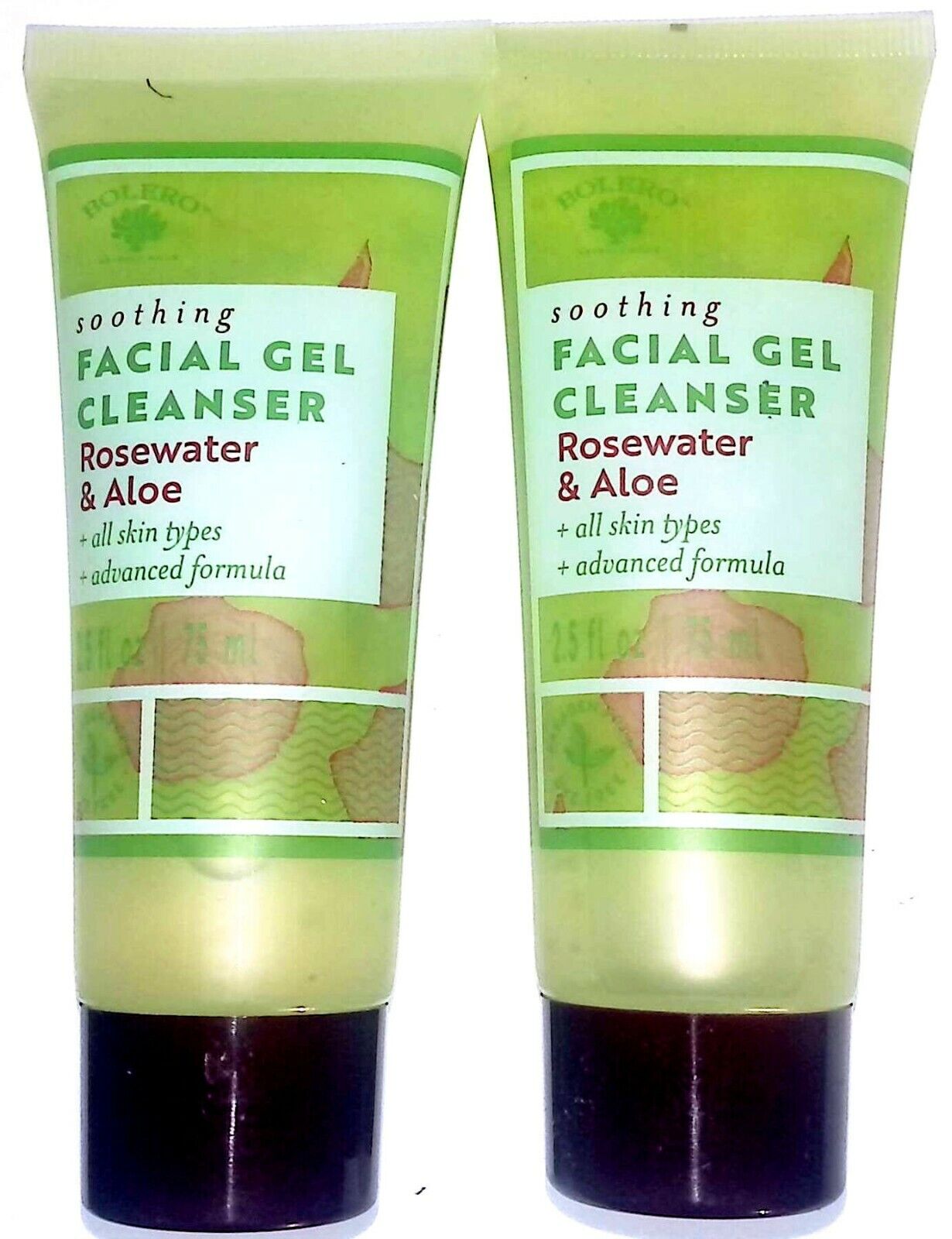 Soothing Facial Gel Cleanser Rosewater & Aloe 2.5 fl oz 75 ml (Set of 2 Pack)