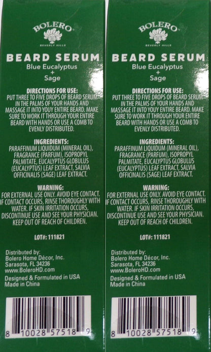 Men`s Refresh Beard Serum - Blue Eucalyptus & Saga 0.5fl oz (14.7ml) (Set of 2)