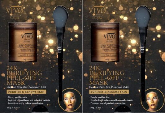 Vivo 24K PurifYing Peel-Off Mask 5.3oz/ 150g (Set of 2 Pack)