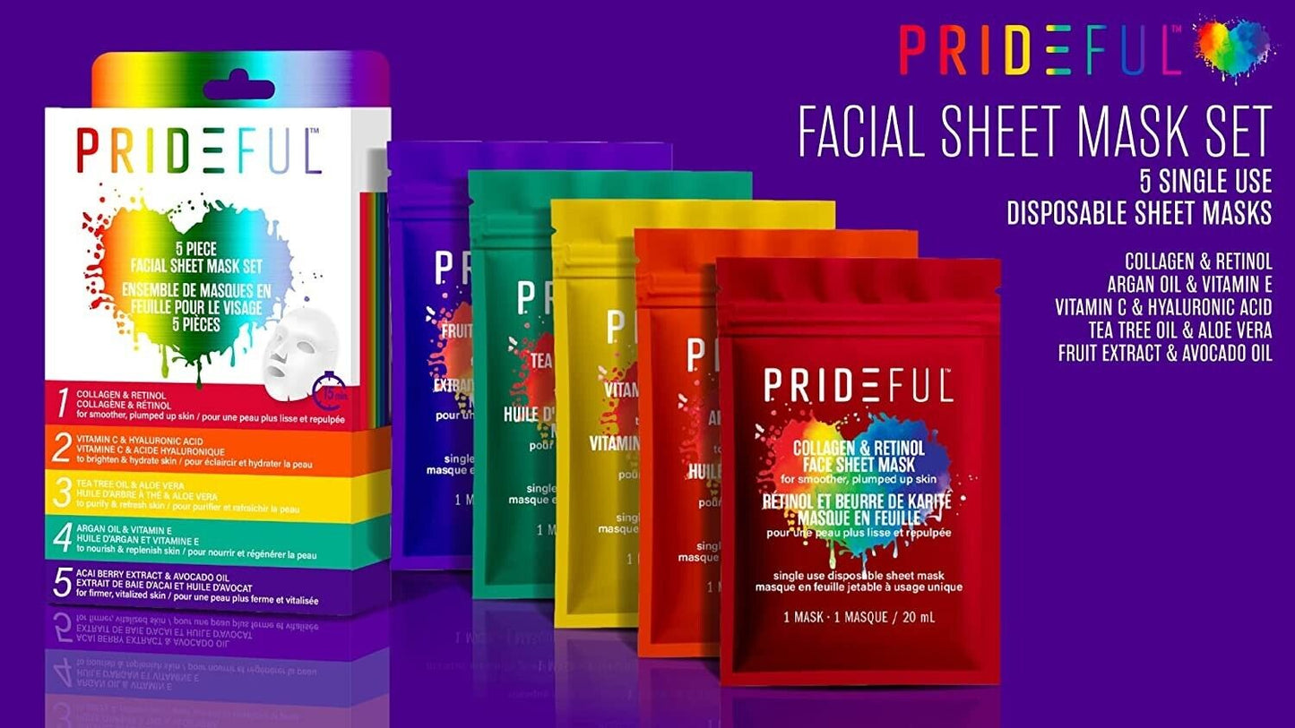 Prideful 5Pc Facial Sheet Mask Set of 3