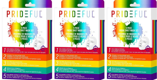 Prideful 5Pc Facial Sheet Mask Set of 3
