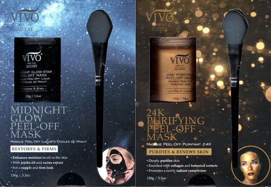 Vivo 24K PurifYing Peel-Off & midnight glow peel off Mask 5.3oz (Set of 2)