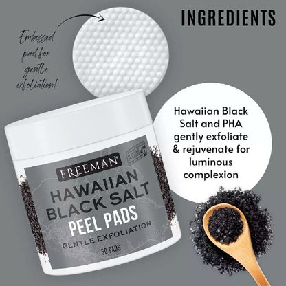 Freeman Gentle Exfoliating Hawaiian Black Salt Peel Pads and Clay Mask Set of 2