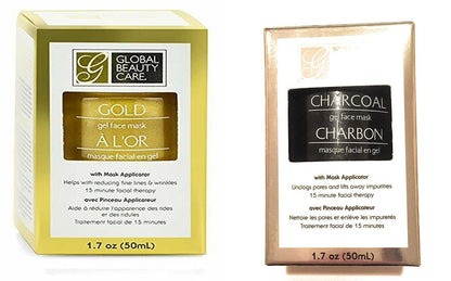 Gold Gel Face Mask & Charcoal Gel Fask Mask 1.7 Oz With Applicator (Set of 2)