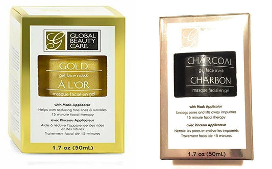 Gold Gel Face Mask & Charcoal Gel Fask Mask 1.7 Oz With Applicator (Set of 2)