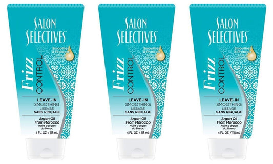 Salon Selectives Hair Treatment Tube Frizz Control 4 Fluid Ounce (Set of 3 Pack)