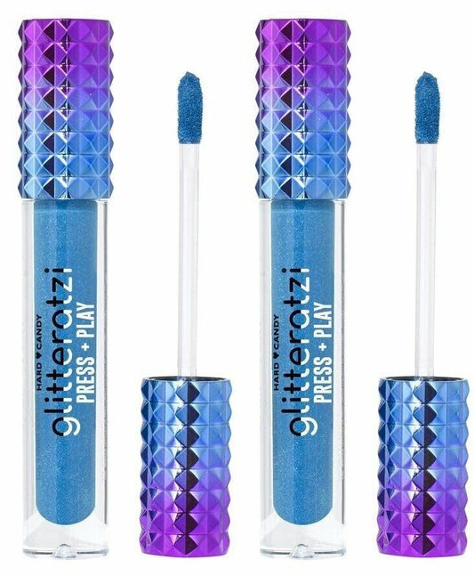 HARD CANDY GLITTERATI PRESS PLAY GLITTER REVEAL LIPSTICK TURQUOISE BLUE Set of 2