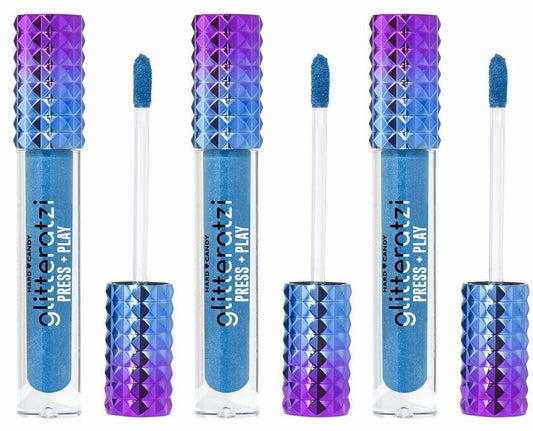 HARD CANDY GLITTERATI PRESS PLAY GLITTER REVEAL LIPSTICK TURQUOISE BLUE Set of 3