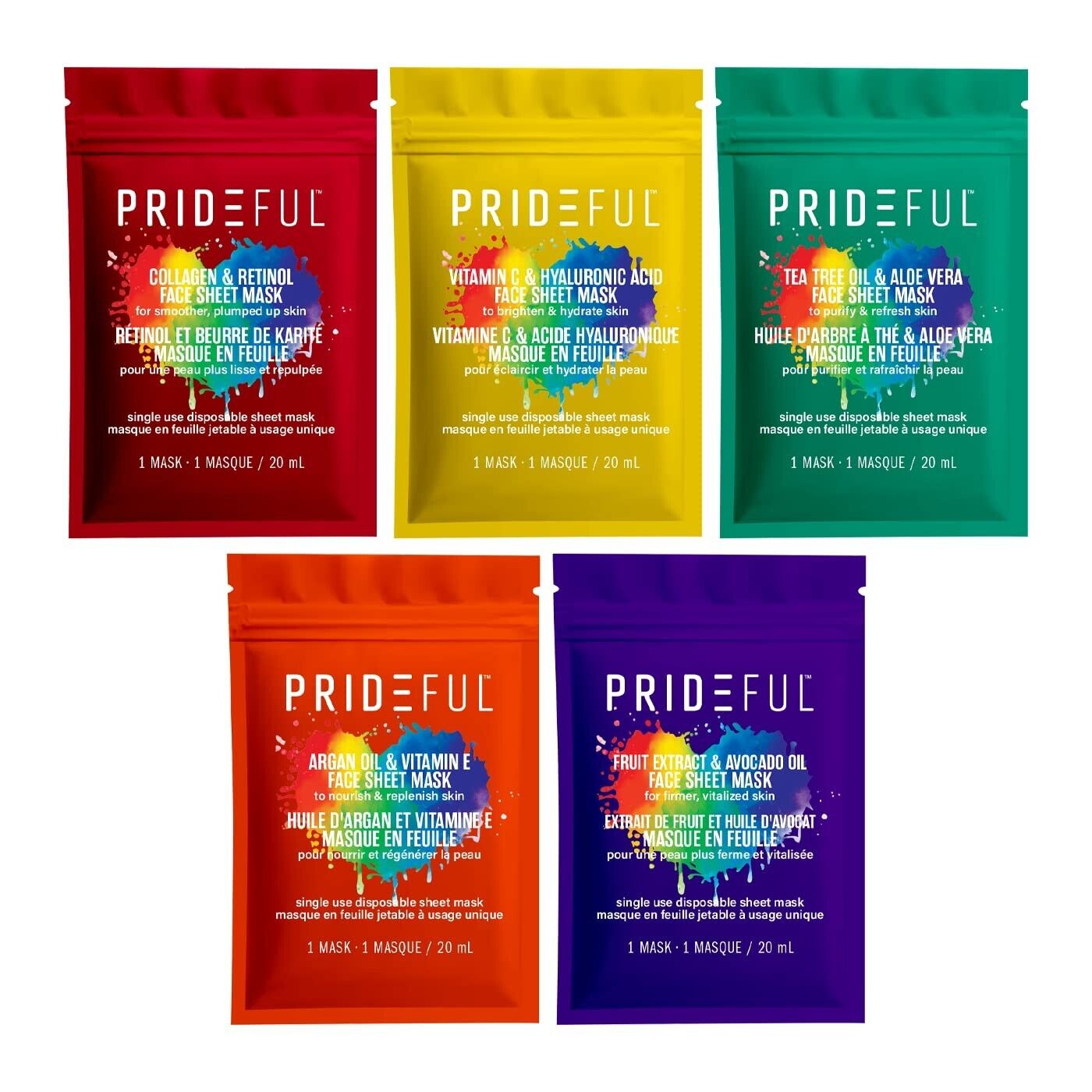Prideful 5Pc Facial Sheet Mask Set